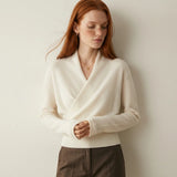 Elara 100 percent cashmere crossover collar wrap sweater