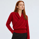 Elara 100 percent cashmere crossover collar wrap sweater