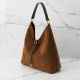 Soft Suede Hobo Bag - Slouchy Drawstring Shoulder Purse for Women