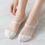 Women's Mesh No-Show Socks - Non-Slip Cotton Sole Invisible Socks