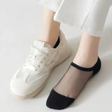 Women's Mesh No-Show Socks - Non-Slip Cotton Sole Invisible Socks