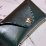 Vintage genuine leather eyewear case with cameo snap closure