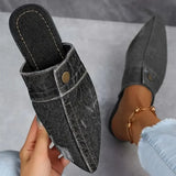 Lightweight denim slip-on mules with backless loafer design