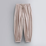 Men's Cotton Linen Tapered Pants - Breathable Drawstring Summer Trousers