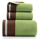 Bamboo Cotton Towel Set - Soft Absorbent Bath and Hand Towels in 3x Green