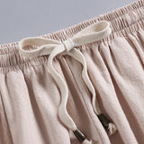 Men's Cotton Linen Tapered Pants - Breathable Drawstring Summer Trousers