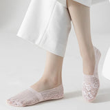 Floral Lace No-Show Socks - Anti-Slip Cotton Sole Invisible Socks