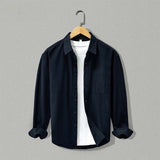 Men's Organic Cotton Button-Up Shirt - Lightweight Long Sleeve Casual Shirt