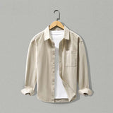 Men's Organic Cotton Button-Up Shirt - Lightweight Long Sleeve Casual Shirt