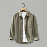 Men's Organic Cotton Button-Up Shirt - Lightweight Long Sleeve Casual Shirt