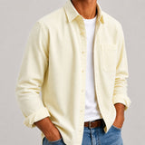 Men's Organic Cotton Button-Up Shirt - Lightweight Long Sleeve Casual Shirt