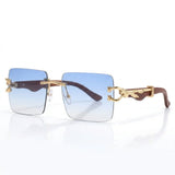 Rimless gradient sunglasses with gold feline temple detail