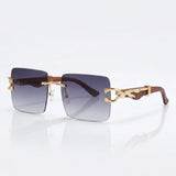 Rimless gradient sunglasses with gold feline temple detail