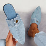 Lightweight denim slip-on mules with backless loafer design