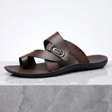 Men's Leather Crossover Sandals - Breathable Non-Slip Summer Shoes