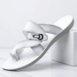 Men's Leather Crossover Sandals - Breathable Non-Slip Summer Shoes