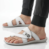 Men's Leather Crossover Sandals - Breathable Non-Slip Summer Shoes