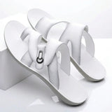 Men's Leather Crossover Sandals - Breathable Non-Slip Summer Shoes
