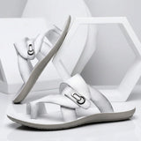 Men's Leather Crossover Sandals - Breathable Non-Slip Summer Shoes