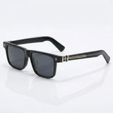 Bold square acetate sunglasses with contrasting temples