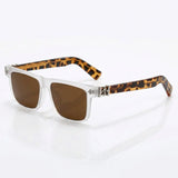 Bold square acetate sunglasses with contrasting temples