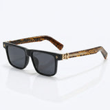 Bold square acetate sunglasses with contrasting temples