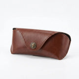 Vintage genuine leather eyewear case with cameo snap closure