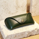 Vintage genuine leather eyewear case with cameo snap closure