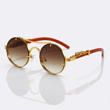 Rimless Leopard Temple Sunglasses - Gold UV400 Luxury Statement Shades