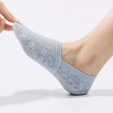 Floral Lace No-Show Socks - Anti-Slip Cotton Sole Invisible Socks