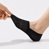 Floral Lace No-Show Socks - Anti-Slip Cotton Sole Invisible Socks