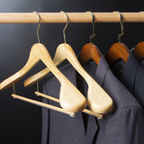 Walnut Wood Suit Hangers - Wide Shoulder Premium Closet Hangers