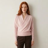 Elara 100 percent cashmere crossover collar wrap sweater