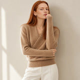 Elara 100 percent cashmere crossover collar wrap sweater