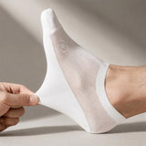 Anti-Slip No-Show Socks - Breathable Cotton Sole Invisible Socks in White