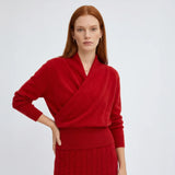 Elara 100 percent cashmere crossover collar wrap sweater