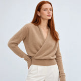 Elara 100 percent cashmere crossover collar wrap sweater