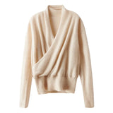 Elara 100 percent cashmere crossover collar wrap sweater