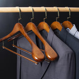 Walnut Wood Suit Hangers - Wide Shoulder Premium Closet Hangers
