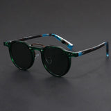 Transparent acetate sunglasses with multicolor patterned temples