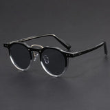 Transparent acetate sunglasses with multicolor patterned temples