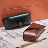 Vintage genuine leather eyewear case with cameo snap closure