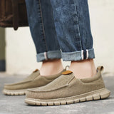Men's Canvas Slip-On Sneakers - Lightweight Casual Walking Shoes