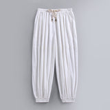 Men's Cotton Linen Tapered Pants - Breathable Drawstring Summer Trousers