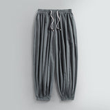 Men's Cotton Linen Tapered Pants - Breathable Drawstring Summer Trousers