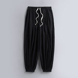 Men's Cotton Linen Tapered Pants - Breathable Drawstring Summer Trousers