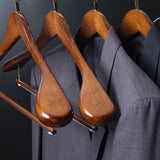 Walnut Wood Suit Hangers - Wide Shoulder Premium Closet Hangers in Dark Brown