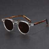 Transparent acetate sunglasses with multicolor patterned temples