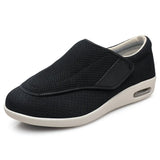 Wide Fit Orthopedic Walking Shoes - Adjustable Comfort Sneakers in Classic Black