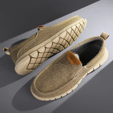 Men's Canvas Slip-On Sneakers - Lightweight Casual Walking Shoes in Khaki
